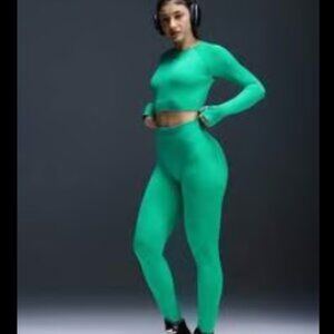 Leggings and Long Sleeve Crop Top Matching Set